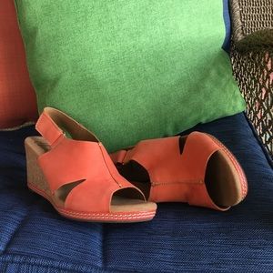 Clark’s Orange cork wedge sandals